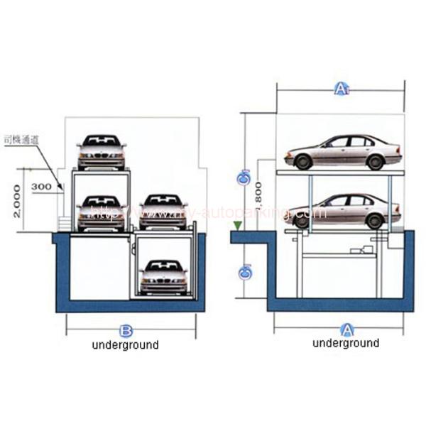 2-3 Cars Residential Pit Parking LiftHydraulic Garage Car Lift Home Garages Parking System