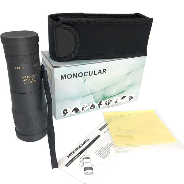 10-30x40 8-40x40 Zoom Monocular Lightweight FMC Telescope With Phone Clip & Tripod