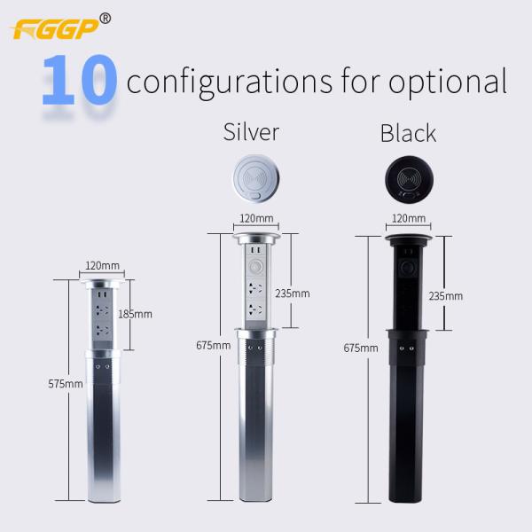 Motorized Silver White LED 10A 13A 16A Pop Up Receptacles