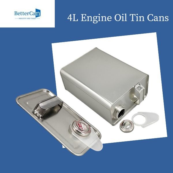 Metal 4L Engine Oil Tin Can Round Shape With Customised Handle