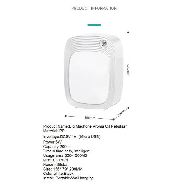 200ml Electric White Wifi App Metal Scent Machine Essential Oil Aromatherapy Diffuser with Less Than 35dB Noise Level