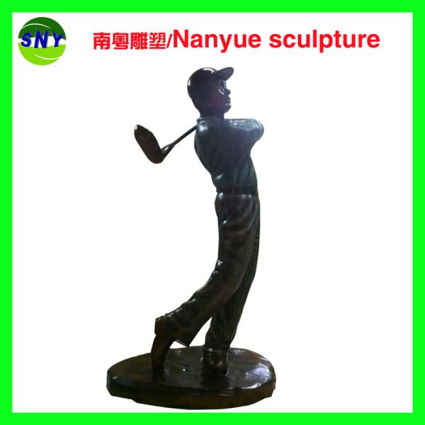 theme mascots character life size golf man statues sculpture by fiberglass bronze color for sale