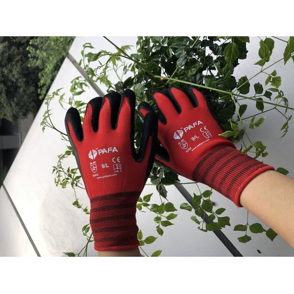 Orange Polyester Seamless Liner Ultimate Dexterity Rubber Protective Gardening Gloves