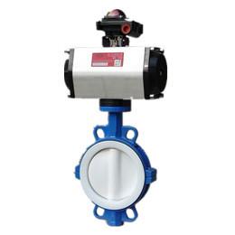 Quality PTFE Lined Butterfly Pneumatic Operated Valve Pneumatic Flow Control Valve for sale