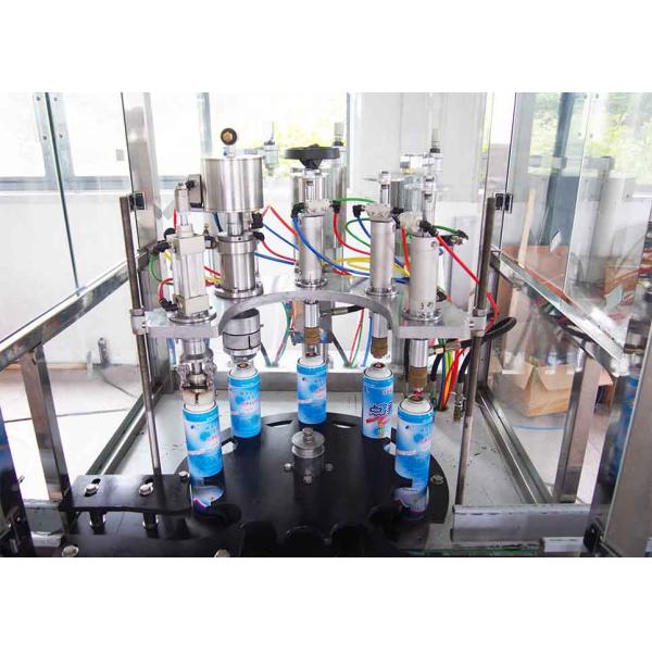 52mm-65mm Aerosol Filling Line With Aerosol Spray Filling Machine And Automatic Ball Dropper