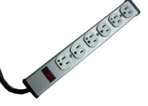 15 Ft Multi Outlet Power Strip 6 Plug Hospital Grade , Mountable Power Bar Low Weight