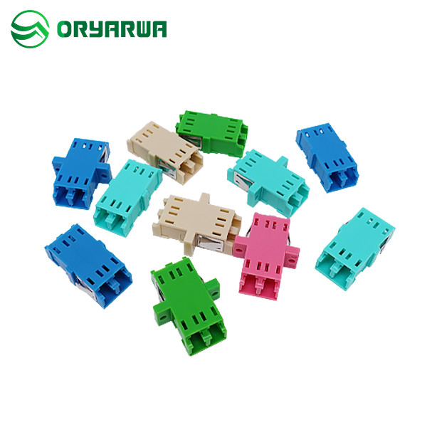 One Piece Type Flange Flangeless LC Duplex Fiber Optic Coupler / Adapter