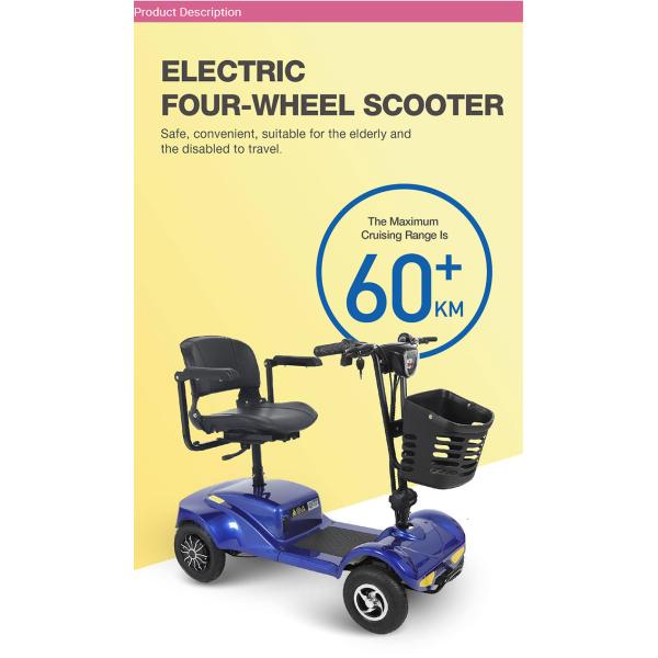 200W 500W Elderly Mobility Scooter 4 Wheel For Disabled