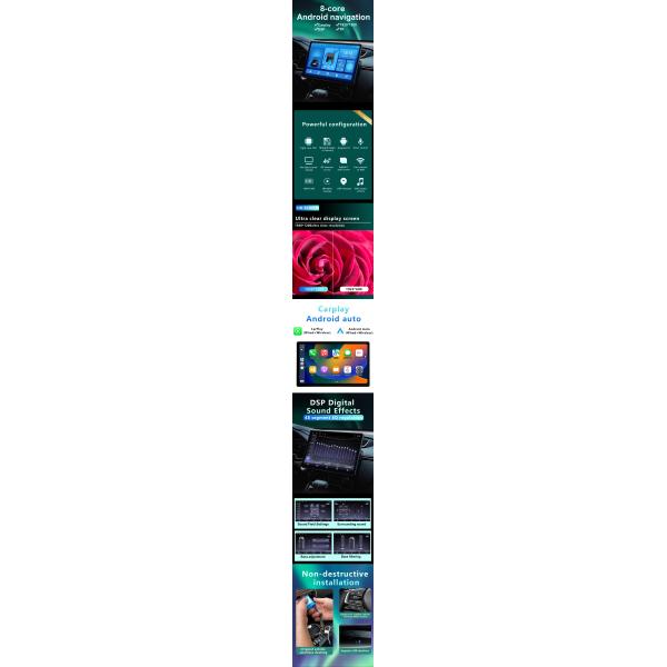 Android Stereo Car Radio GPS 4G WIFI 8 Cores 1.6GHz RDS BT 5.0 DSP 360 Panoram