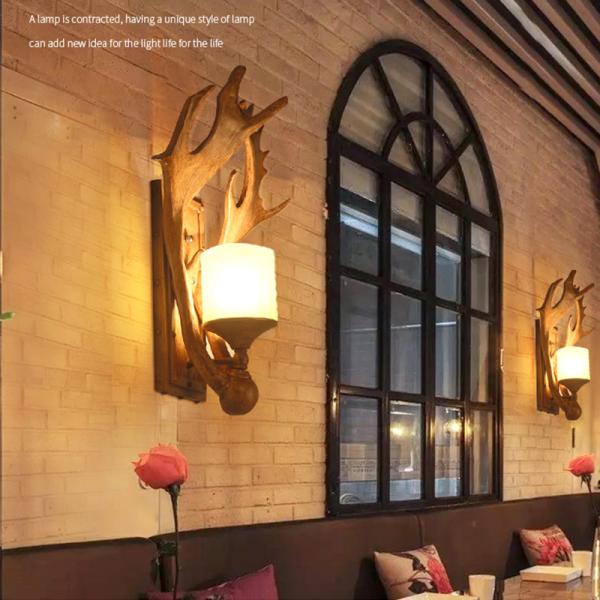 Loft Industrial Farmhouse Kitchen Dining room deer horn wall lamp (WH-VR-07)