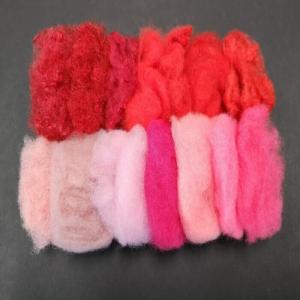 China 32mm Colored Polyester Fiber Red Pink PET Staple Fiber Recycled wholesale