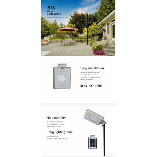 Chinese Factory Solar 5W Integrated Design Stand Alone solar Garden Light With Lithium Battery