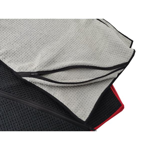 Microfiber Waffle 100x40cm Absorbent Sports Towel With Zipper Pocket Multifunctional
