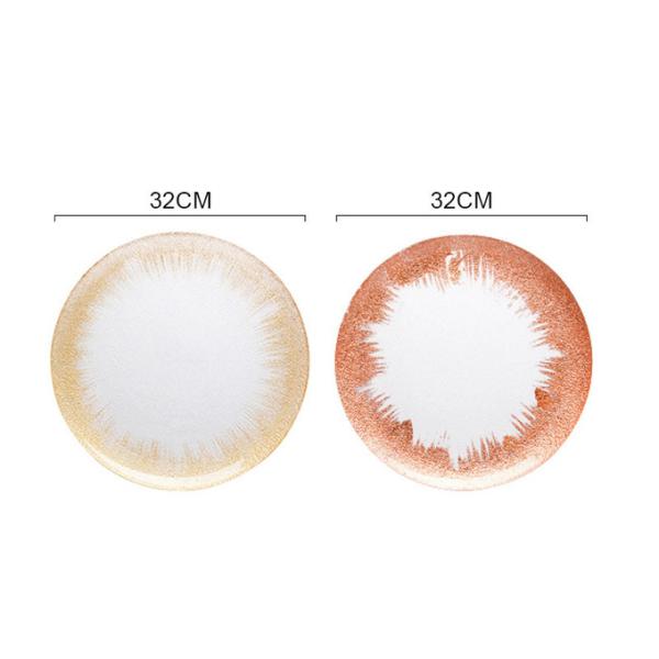 Custom13IN Gold Foil Leaf Rim Glass Plates|Commercial-Grade Shatterproof|B2B Wholesale Pricing