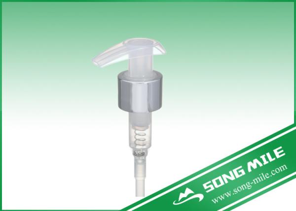 Quality 28mm Plastic Liquid Soap Lotion Pump Silver Aluminum Transparent for sale