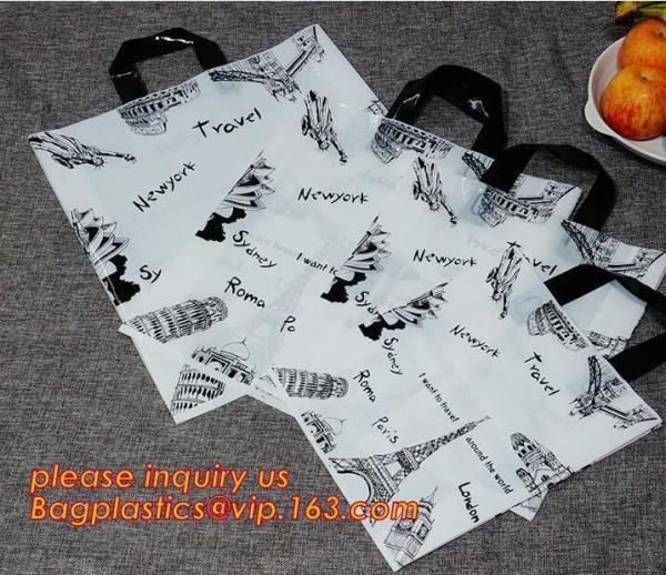 Quality Custom Print Soft Loop Handle Plastic Shopping Bag with handles,Colored Soft Loop Plastic Handle Bags With Cardboard Ins for sale