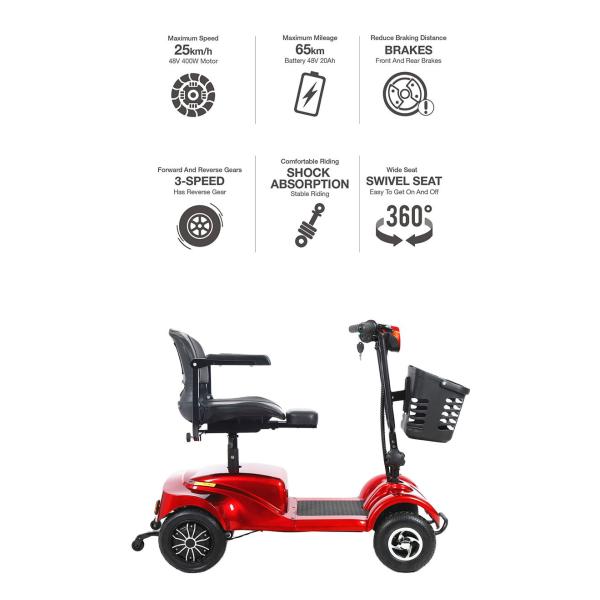 200W 500W Elderly Mobility Scooter 4 Wheel For Disabled