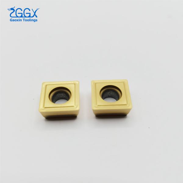 Yellow PVD Coated Square Tungsten Carbide Lathe Tool Inserts SPMT120508 With Hole