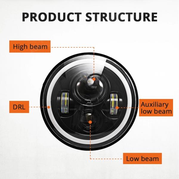 12V DRL Jeep Wrangler Offroad 80W Halo Fog Lights