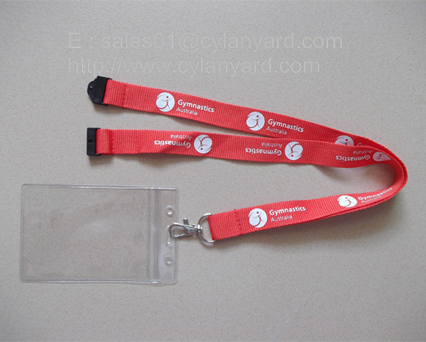 Personalized printed lanyard with vinyl badge sleeve
