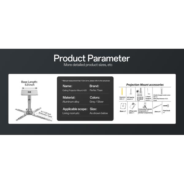 Aluminum Alloy Projector Mounting Brackets Touch Control Adjustable Height Projector Mount
