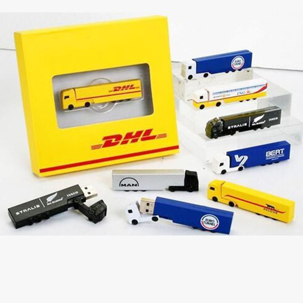 Yellow Creative Truck Plastic USB Flash Drive 8GB For Advertising Gift