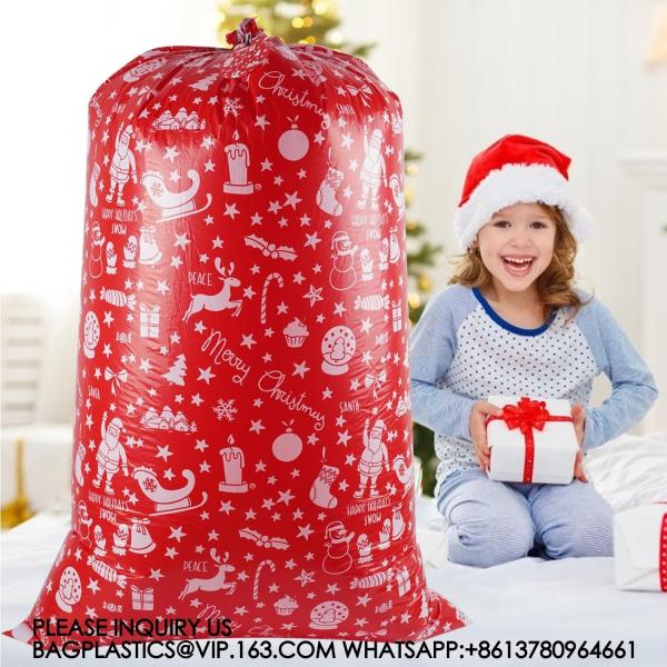 Sets Large Christmas Gift Plastic Bag 36"X60" Jumbo Gift Wrapping For Xmas Presents Oversized Party Favor