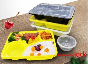 China Fancy Disposable Plastic Lunch Boxes , Plastic Catering Trays With Lids And Lock wholesale