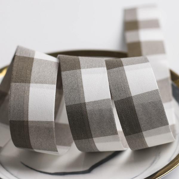 Black And White Checkered Wired Ribbon 7mm-40mm Polyester Ribbon Roll