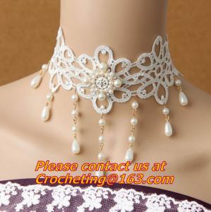 China Wedding Classic Women White Lace beading Pearl Choker Necklace jewelry Accessories Collar wholesale