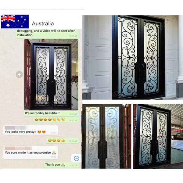 Modern Villa Residential Main Entrance Exterior Glass Steel Wrought Iron Pivot Doors Front Entry Doors