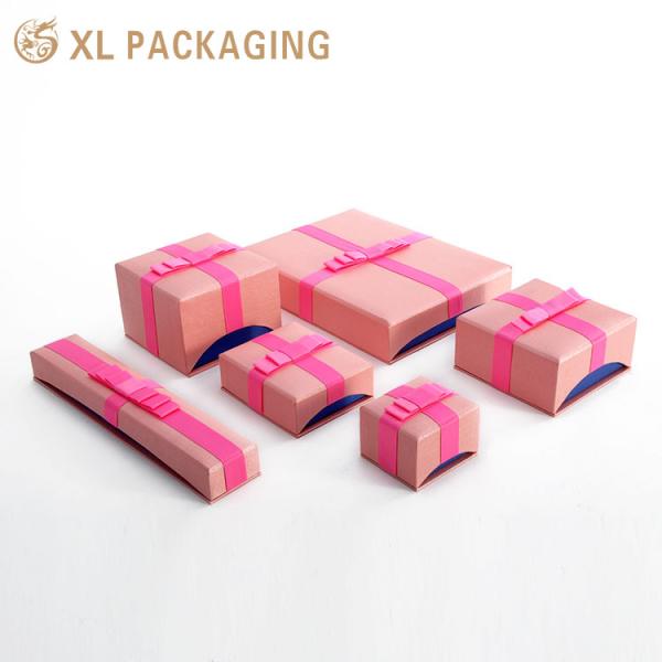 Hard Custom Printing Small Gift Cardboard Drawer Paper Box With Bow for Jewelry Packaging