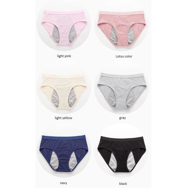 In Stock 3 Layers Multi Color Leakproof Menstrual Panties Cotton Brief Absorbent Period Underwear For Women