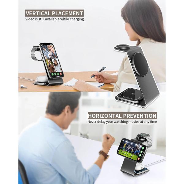 Aluminum Alloy Magnetic Wireless Charger for IPhone Samsung Qi Phones Earbuds and iWatch