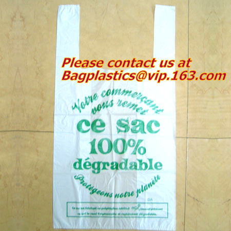 100% Biodegradable and Compostable, T-shirt Bags, EN13432 Certificate, green