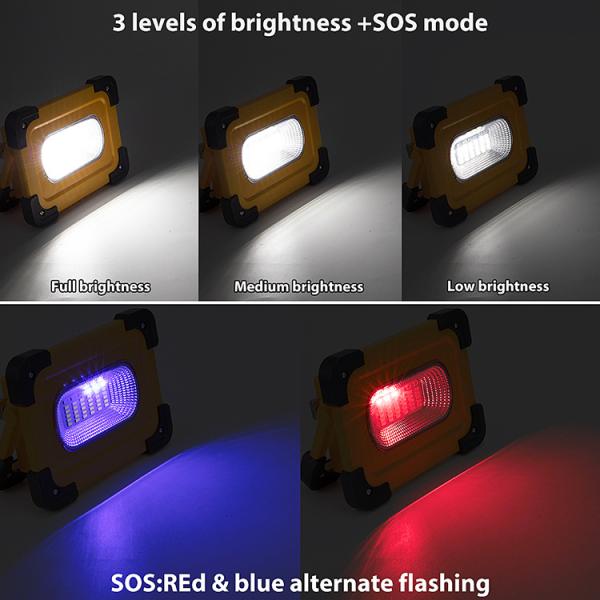 LED work light | rechargeable portable SOS warning emergency light | with bracket | 36 LED 6000k | with USB port | widel