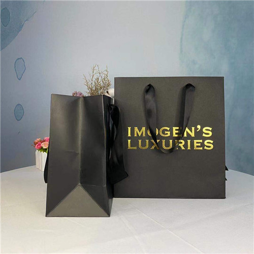Black Logo Custom Printed Paper Bags For Shopping