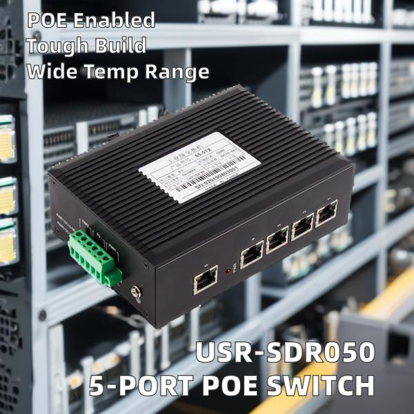 USR-SDR050 10/100Mb POE Industrial Managed Ethernet Switch 5 Ports L3 Network Management SFP Fiber Port for Communication