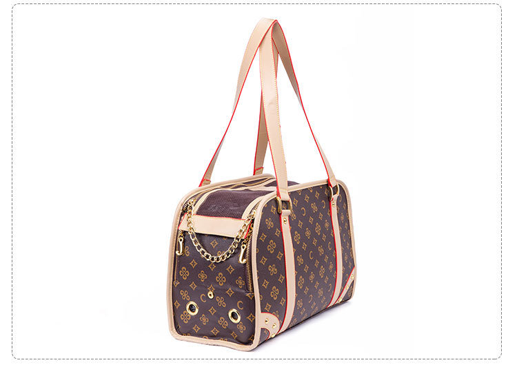 Design Classic Royal Quality Leather Grid Hand Pet Carriers