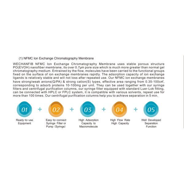 PO Nanofiber Membrane Chromatography Syringe For Small Molecule Drugs 13mm 0.45μM Pharmaceutical Industry MCQ Anion Ion Exchange Chromatography