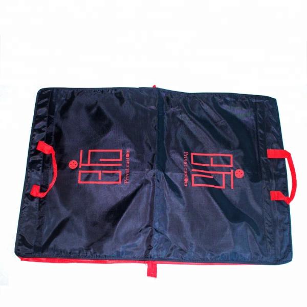 Black / Red Zippered Garment Bags With Handles Custom Size Dust Resistant