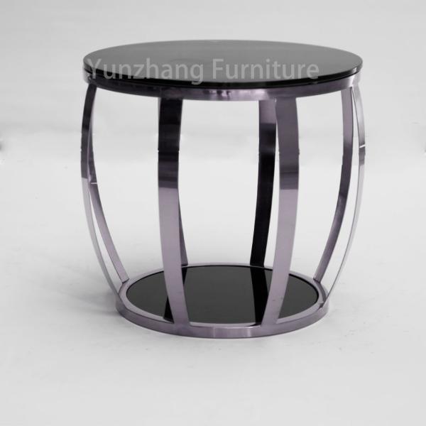 Quality Arc Round Sofa Table Silver Frame With Double Tempered Glass for sale