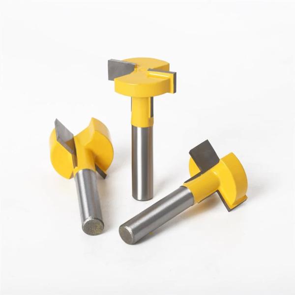 1/2'' and 1/4'' T-Slot Milling Cutters 6mm 8mm Shank T-Track Router Bit Straight Edge for Wood Cutter Woodworking Tools