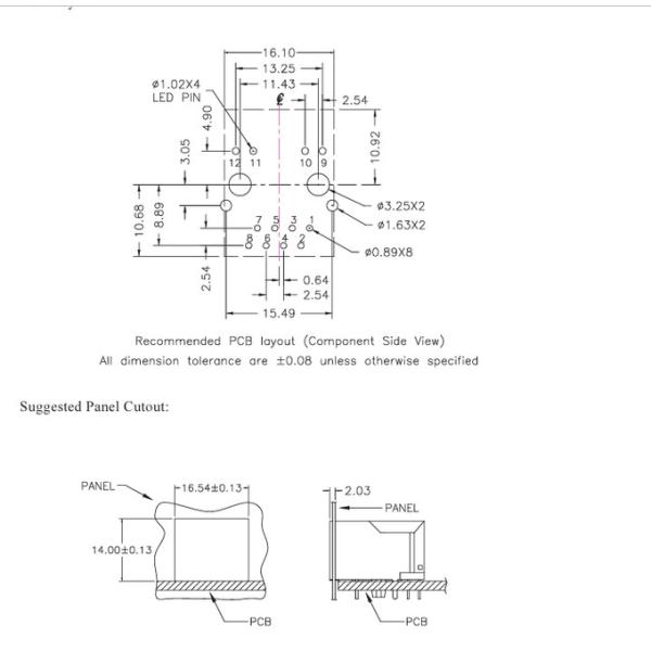 HR911105A HanRun Single Port RJ45 Connector with Integrated Magnetics and LED
