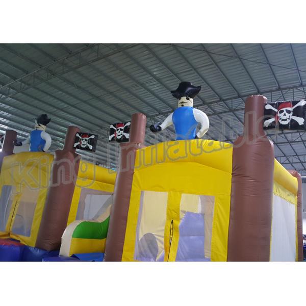 Outdoor Playground Pirate Inflatable Kids Jumping Castle Yellow And Blue