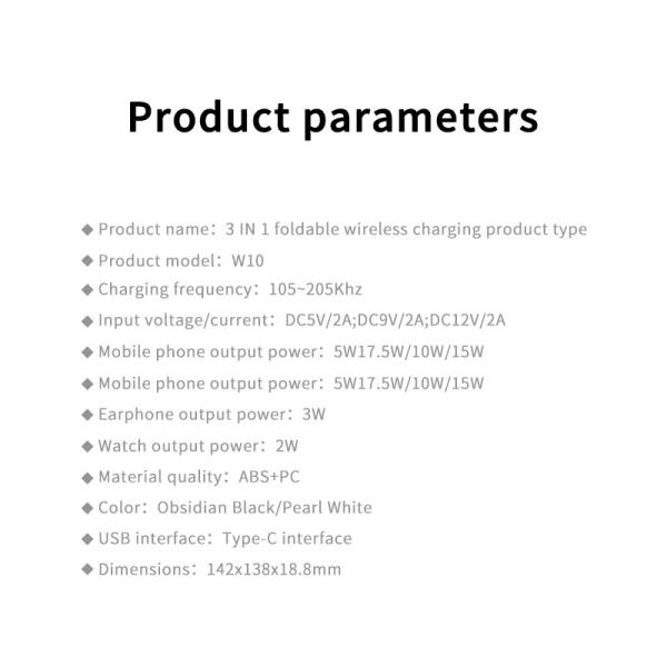 Foldable Portable 15W Samsung Fast Wireless Charger With Phone Earphone Watch