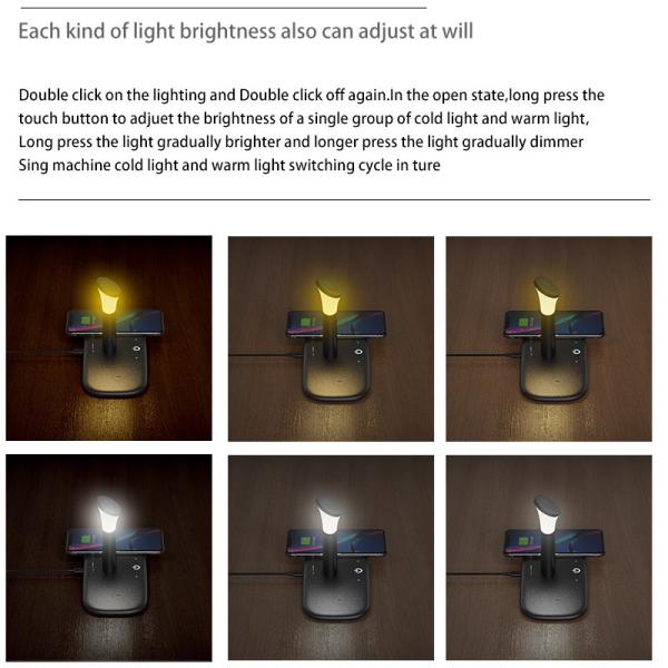 5W 7.5W 10W 15W 5 In 1 Wireless Charging Station With Night Light