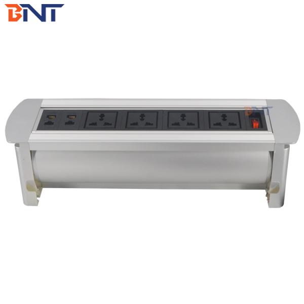 smart round universal power desktop tabletop socket with dual usb charging port grommet for office furniture