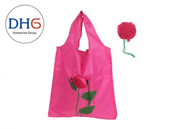 Quality Pink Sturdy Polyester Tote Bags , Reusable Tote Bags Embroidered Hand Crafted for sale