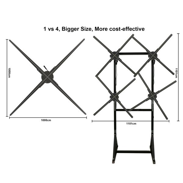 100CM 1*3 Human Shape Splicing Solution 3D Hologram Fan Advertising Machine